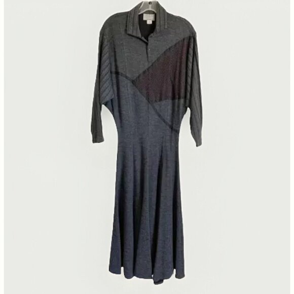 Koos Van Den Akker Hothouse 80s Art to Wear Dress M Gray Patchwork Avant Garde - Picture 3 of 9